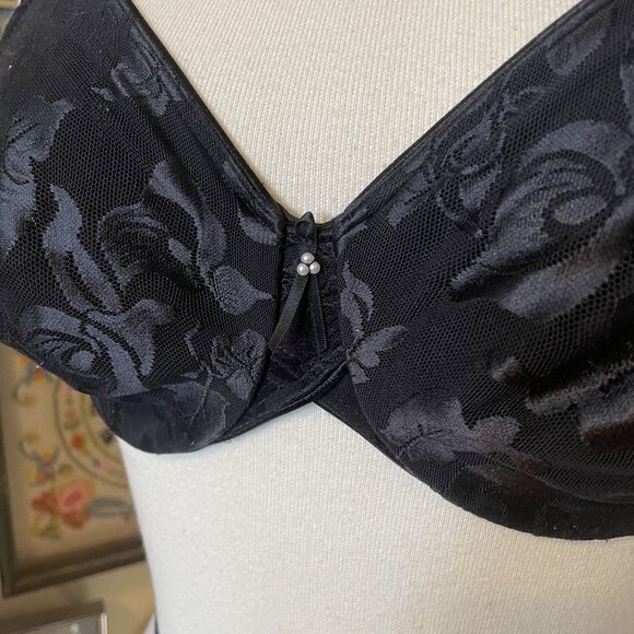 Wacoal Black Floral Lace Unlined Underwire Awareness Bra 85567 Size 36C - Picture 2 of 5